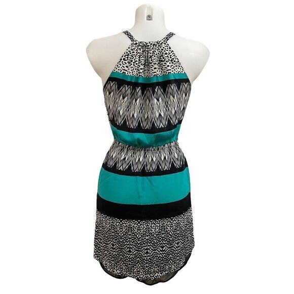 VIX PAULA HERMANNY SILK HALTER MINI DRESS Aztec Print lined size XS - Picture 4 of 8